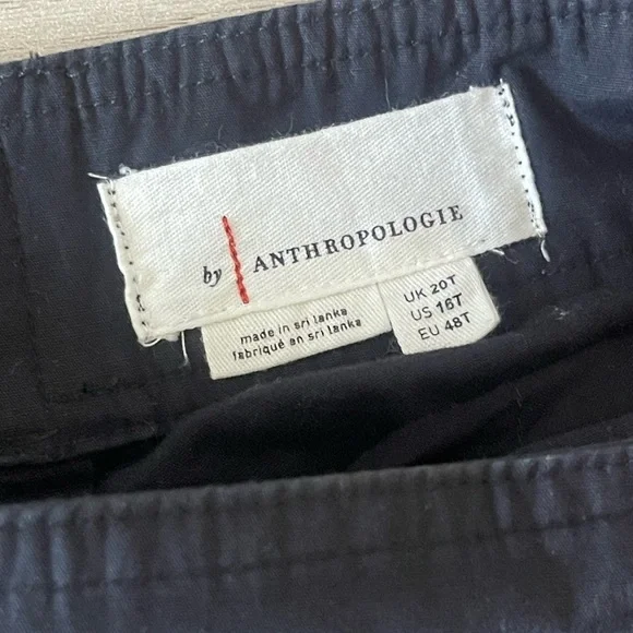 by Anthropologie | Black Cotton Wide-Leg Trouser Office Capsule Wardrobe 16 Tall - Picture 7 of 8